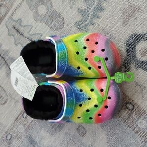 NWT Crocs Classic Marbled Tie Dye Cozy Lined Clogs Unisex SzM4/W6